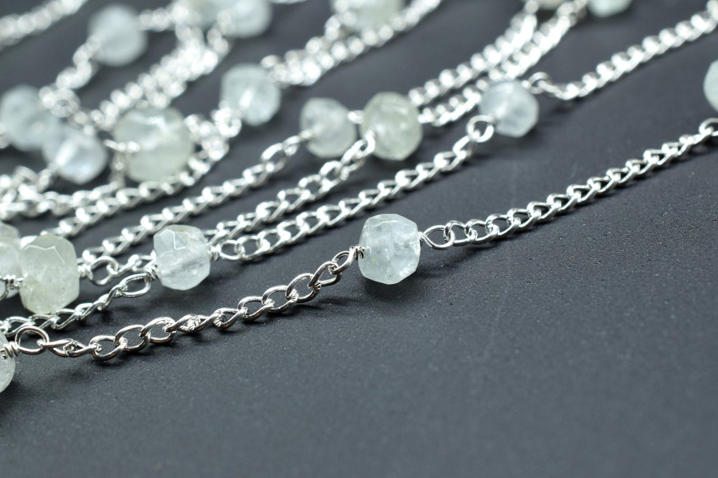Aquamarine Rosary Chain,Wire Wrapping Gemstone Chain,Faceted Rosary Roll,Aquamarine Rondelle Beaded Chain,6mm Faceted Beads Rosary,Rosary