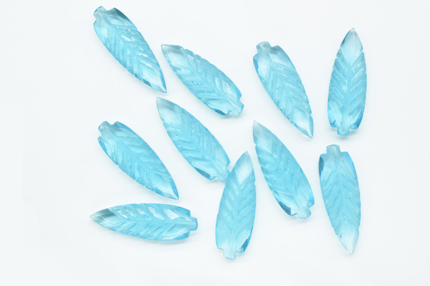 Sky Topaz 10x30mm Teardrop Faceted carved Briolettes,Sky Topaz Carving Briolettes,Sky Topaz Leaf Carved Briolettes,Topaz Hand Carved Beads,