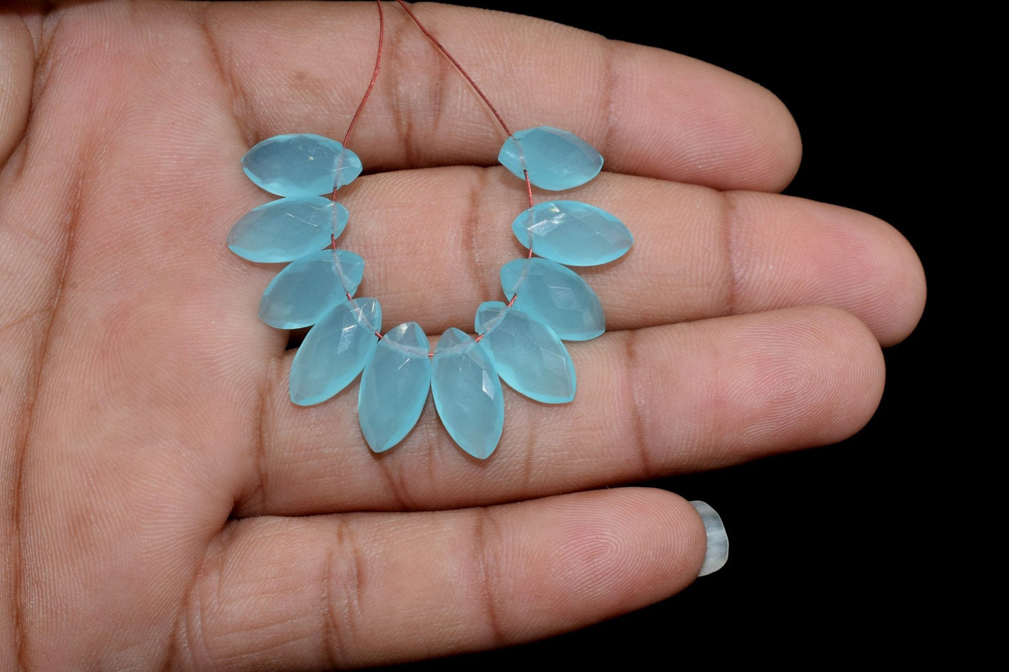 Blue Chalcedony Marquise briolettes,Side drilled Briolette,Chalcedony Faceted Briolettes,Handmade Beads For Making Jewelry,Marquise beads