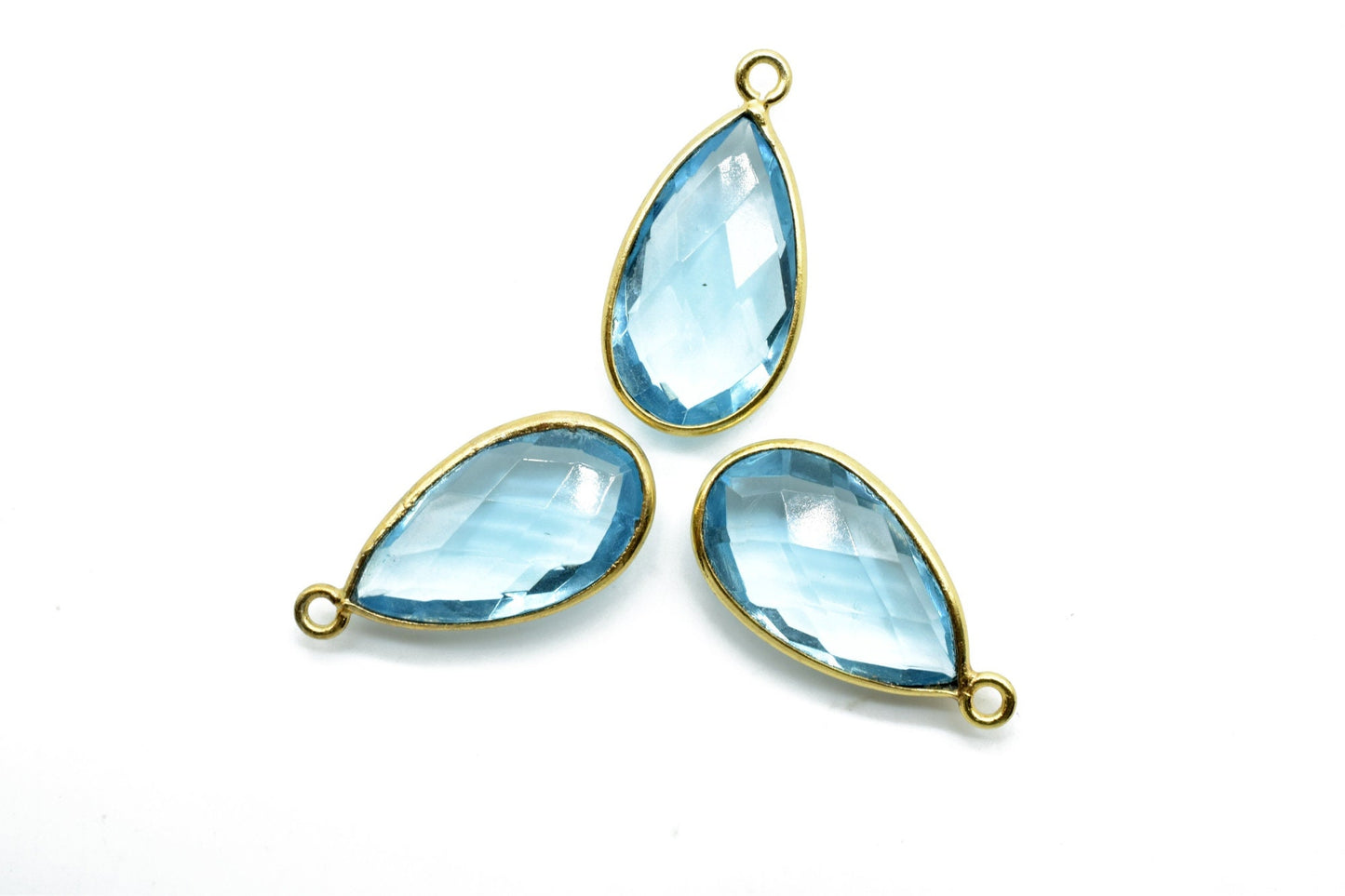 Sky Topaz 10x18mm Pear shape charm,Checker Board cut Sky Topaz Pendant,Sky Topaz charms,Sky Topaz Pear Briolette,Sky Topaz single bail charm
