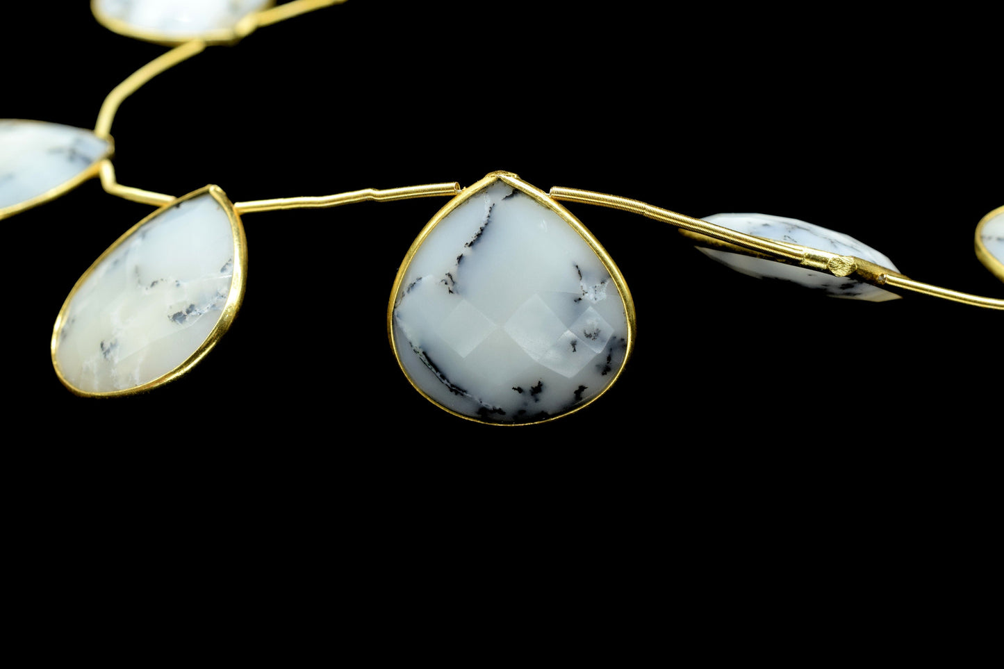 Dendrite Opal  20mm heart shape bezel strand,Gemstone Drilled bezel strandgemstone Charm,Faceted Gemstone JewelryMaking Component