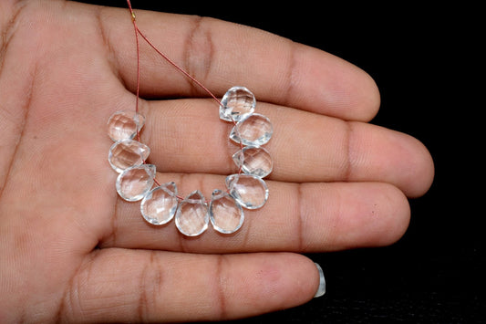 Crystal Faceted Teardrop Briolettes,7x10mm Teardrop,Crystal Jewelry Supplies,Craft Supplies,Gemstone beads,Gemstone Clear quartz Briolettes,