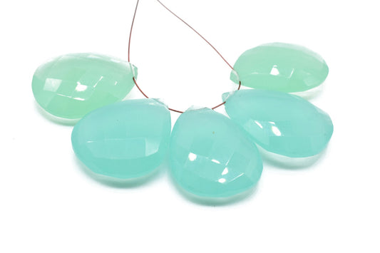 Aqua Chalcedony Drop briolettes,Side drilled Briolette,Chalcedony Pear Shaped Faceted Briolettes,Aqua Chalcedony fancy briolettes,jewelry