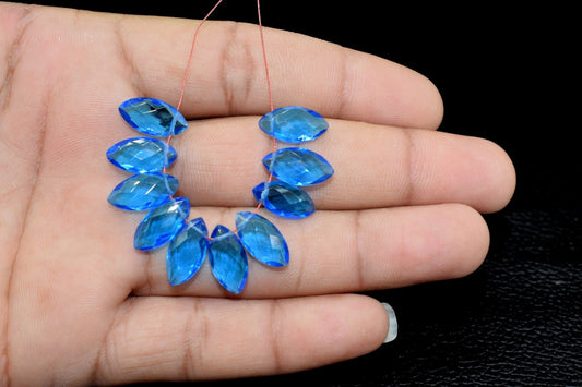 London Blue Topaz Marquise 6x12mm Briolettes,Topaz Side drilled Briolette,Marquise Briolette,Jewelry, Blue Topaz Topaz For Making Jewelry