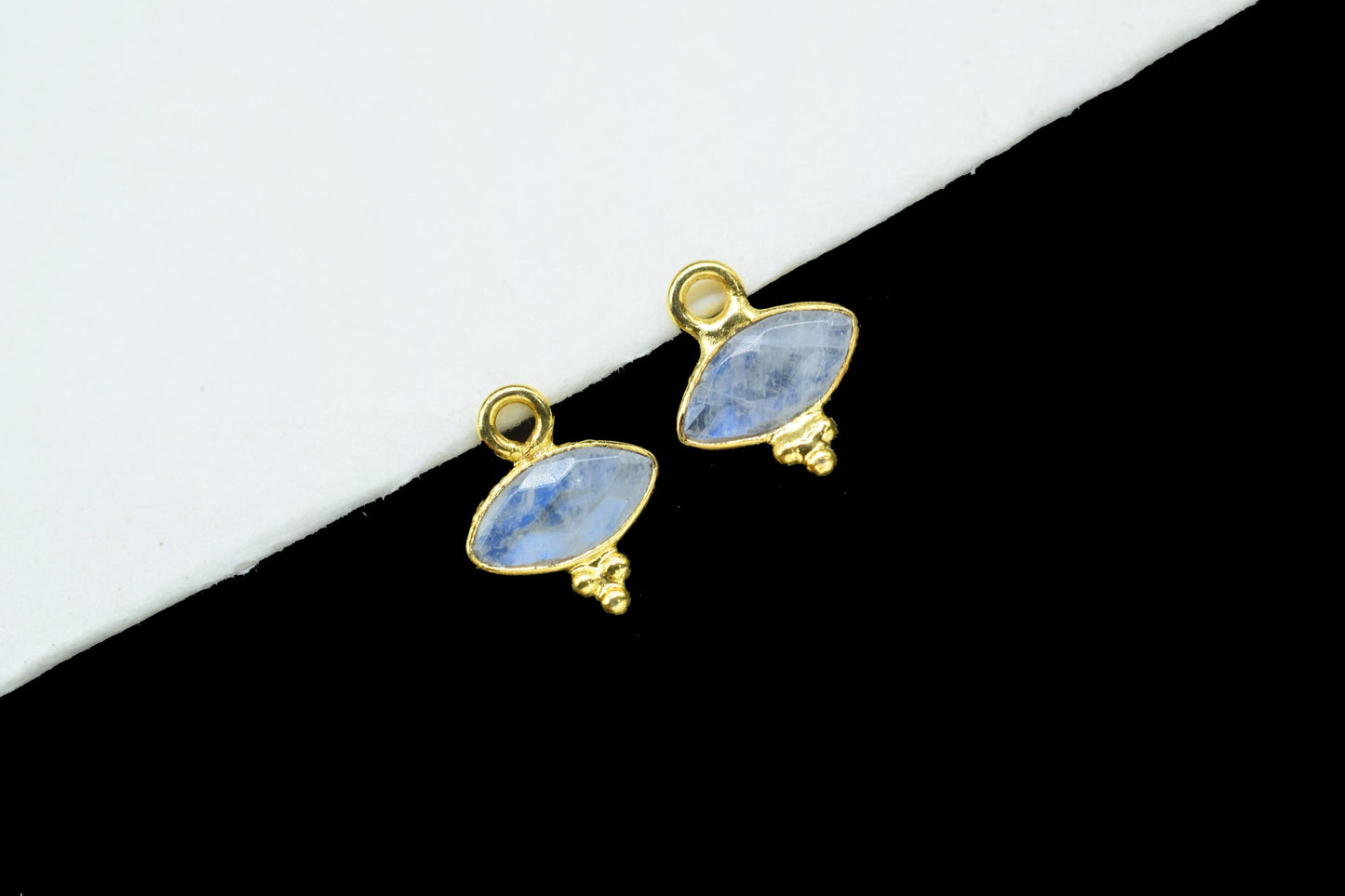 Gemstone Moonstone Charms Pendant/Marquise Shape Pendant/Handmade Pendant/Tiny Pendant/Necklace Connector jewelry/Women Jewelry/Gift