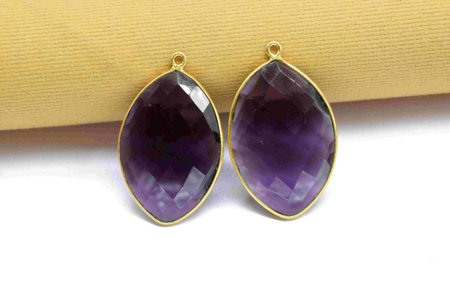 Amethyst 20x30mm Bezel,Marquise Shape Pendant,Single Bail Connector,Purple Gemstone Bezel Charm,Handmade Bezel Pendant,Amethyst Jewelry,Gift