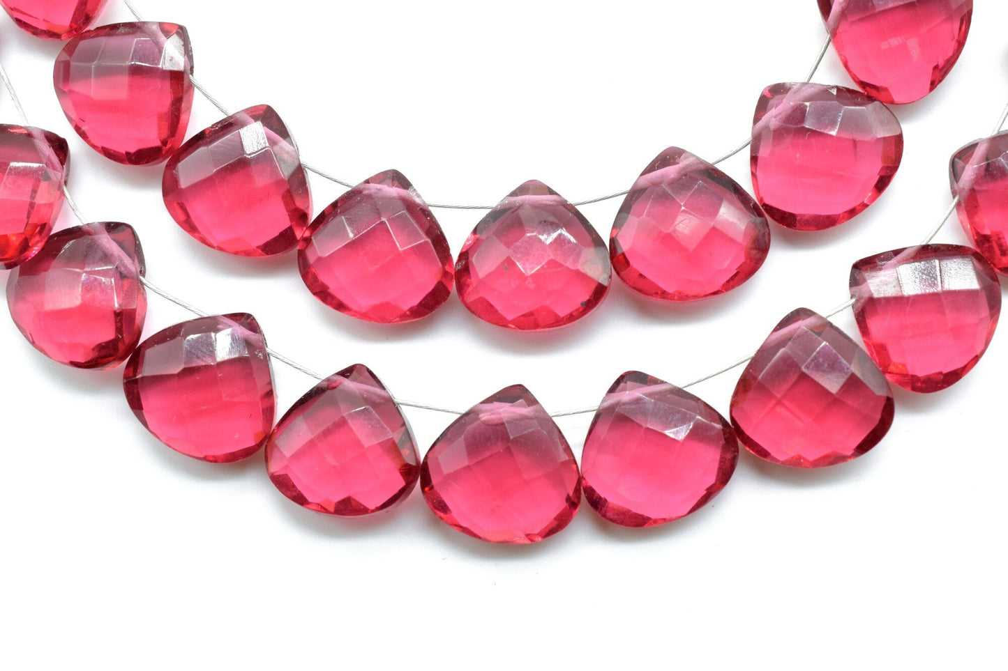 Tourmaline Heart Shape Briolettes,Precious Briolettes,10mm Heart Shape Faceted beads,Pink Briolettes,AAA Quality beads,50 pcs full Strand