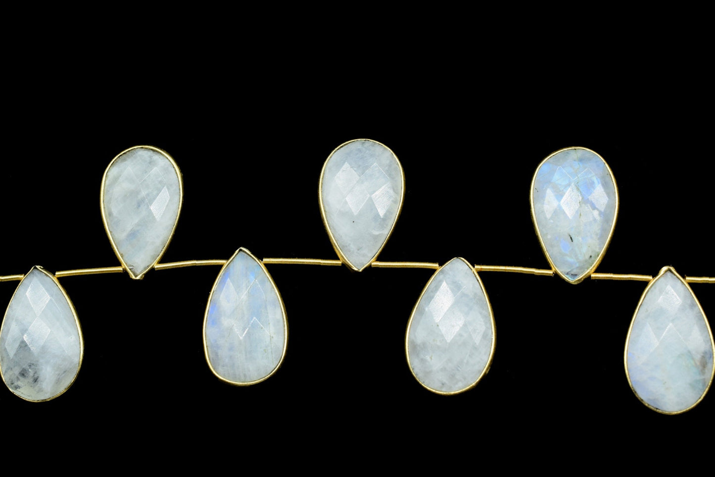 Moonstone 12x20mm Gold plated charms 11 pieces strand,Moonstone Charm,Making Jewelry Supplies,Natural stone charms,Moonstone craft charms
