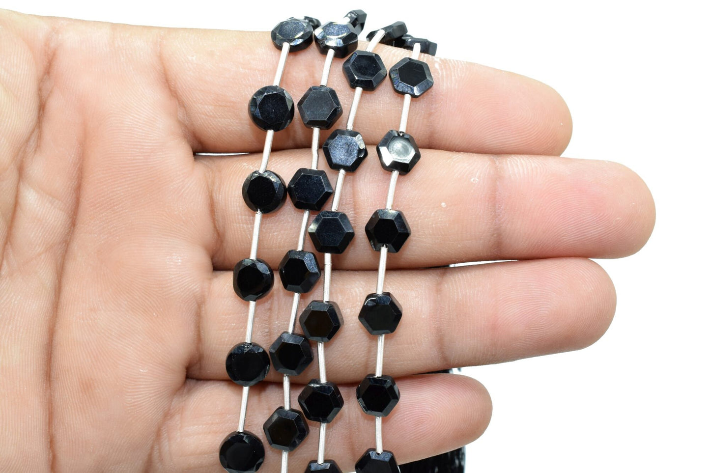 Black onyx Hexagon Shape Briolettes, Black onyx Beads,Hexagon briolettes strand, Jewelry making bead,AAA Quality 6mm Hexagon Briolette