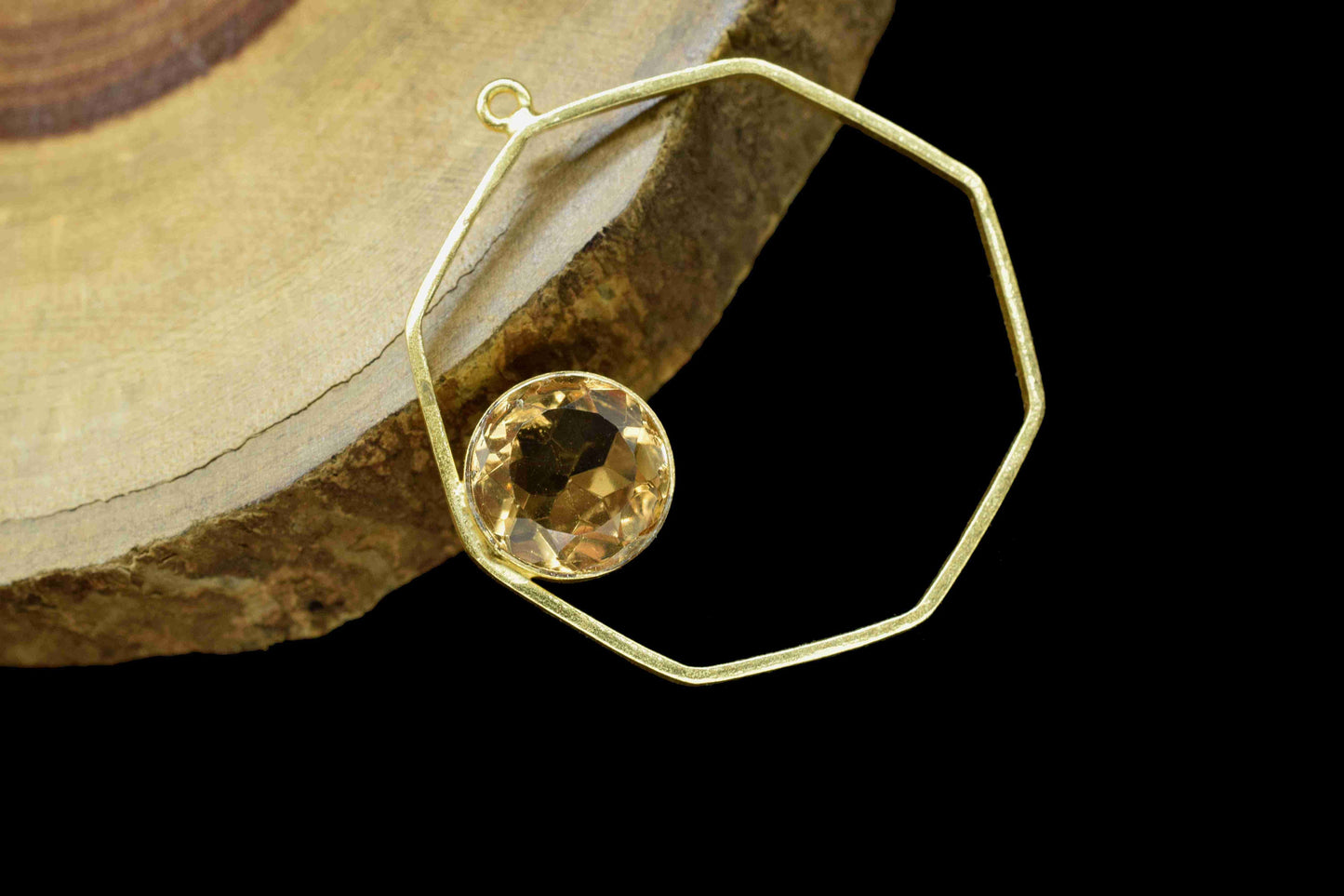 Citrine Quartz 10mm Round Shape Component,Gemstone Single Bail Connector,Finding Hexagon Shape Pendant,Citrine Quartz Earring,Jewelry Making