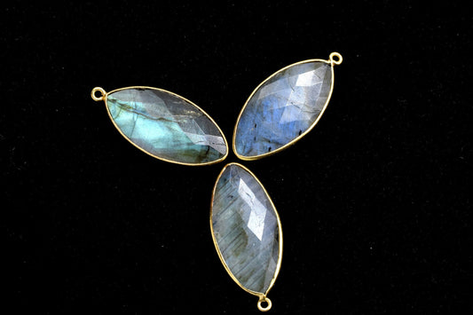 Labradorite 15x30mm marquise shape Single bail charms,Labradorite marquise Connector Pendant,Bezel Link Single Bail Connectors,Labradorite