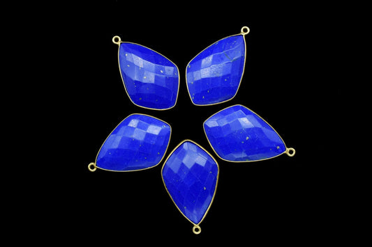 Lapis Lazuli 20x30mm Bezel Charm,Handmade pendant,Lapis Lazuli connector,Gold Plated bezel,Lapis Pendant,Lapis Lazuli kite shape pendant