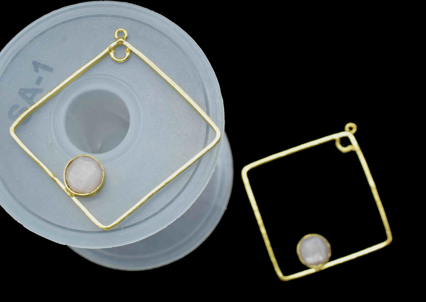 Peach Moonstone Gemstone Dangle Connector,Square Pendant Component,Finding Component Peach Moonstone Jewelry,Square Shape Component Jewelry