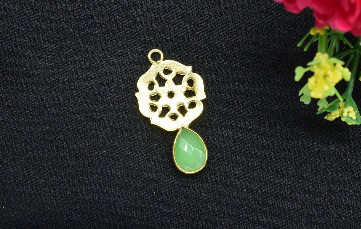 Chrysoprase Teardrop Pendant/Single Bail Charm/Chrysoprase Faceted Gemstone Pendant/Handmade Earring/Earring Making Bezel/Pear Shape Earring