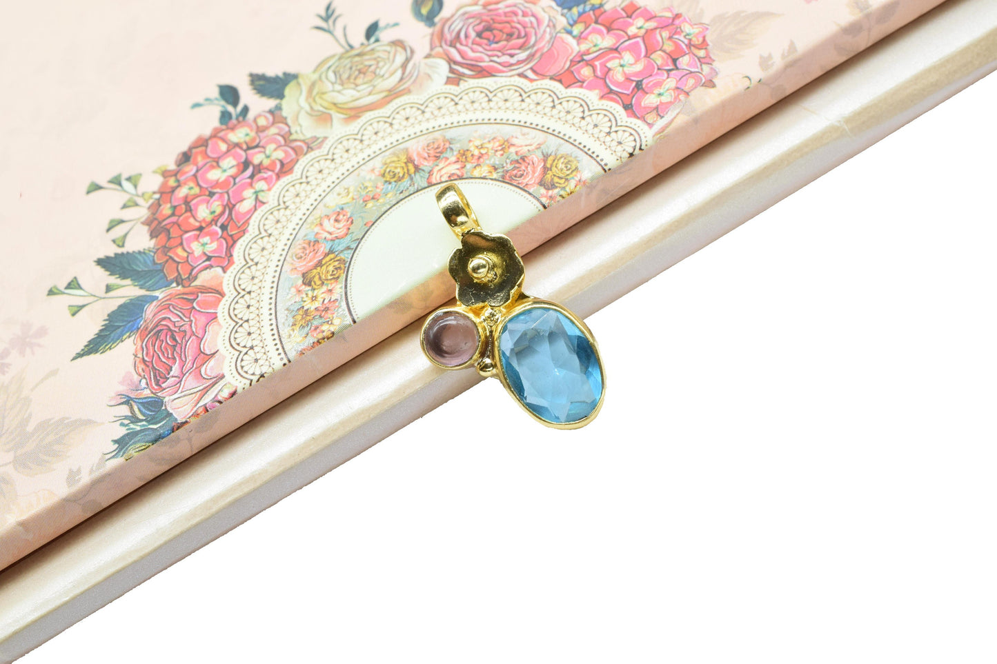 Sky Topaz Oval Shape Pendants Charm,Brass Pendant,Handmade Craft,Multi Stone Pendant Jewelry,Gemstone Pendant,Statement Pendant,Loop Pendant