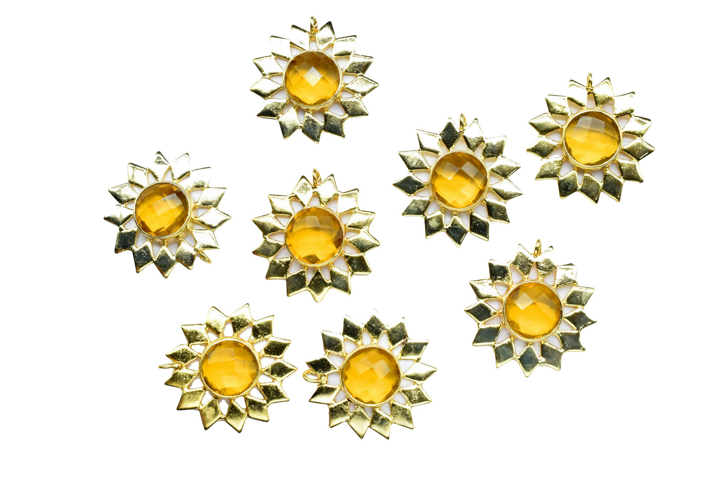 Handmade Findings Pendants,Flower Pendant Charms,Gemstone Beads Jewelry,Station Bezel Link,Craft Supplies,Star Charms Single Bail Connector