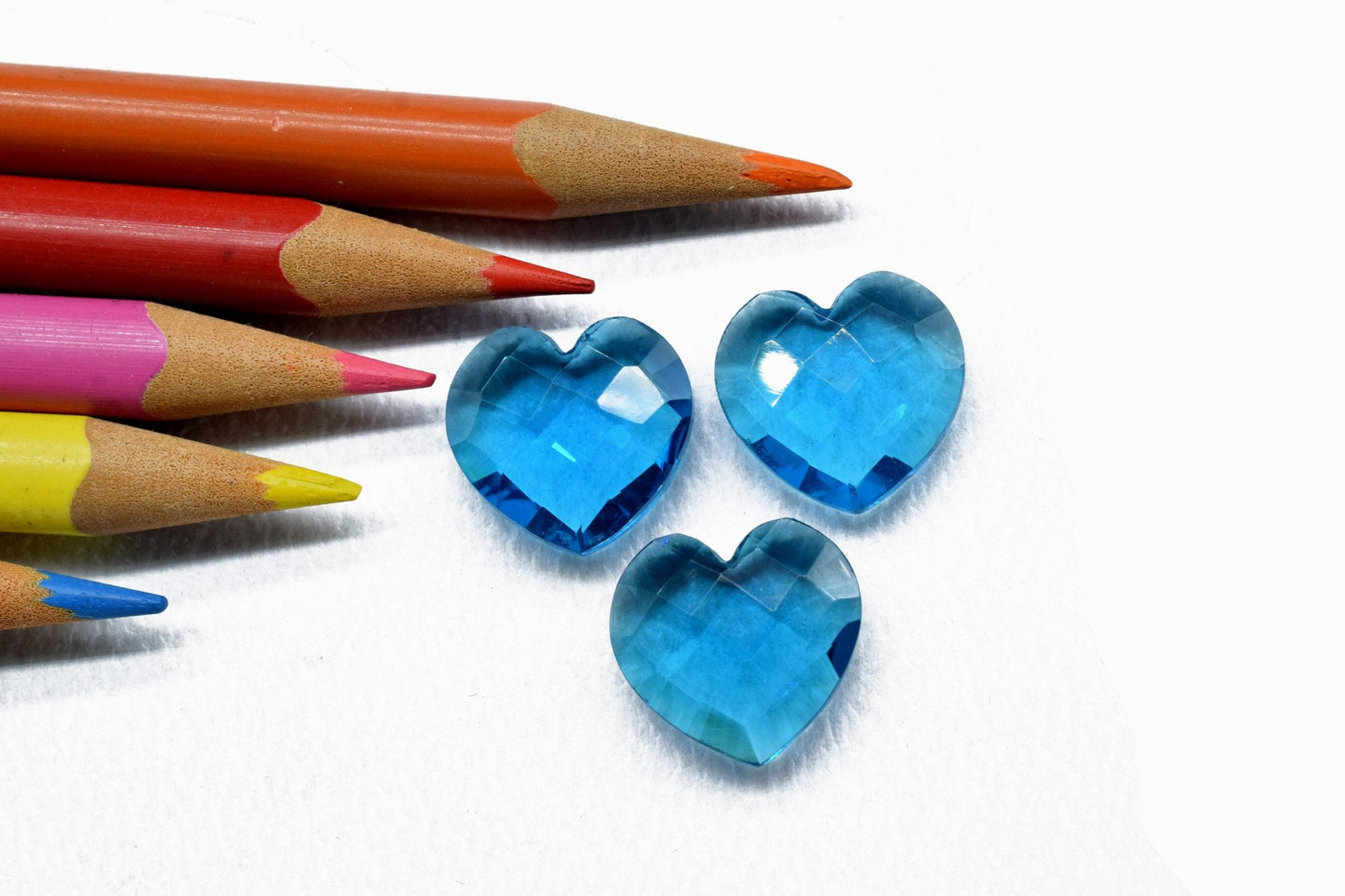 London Blue Topaz 14mm Heart Shape Briolettes,London Blue Crystal Heart Briolettes, London Blue Topaz Crystal Concave Cut, Fancy Briolettes,