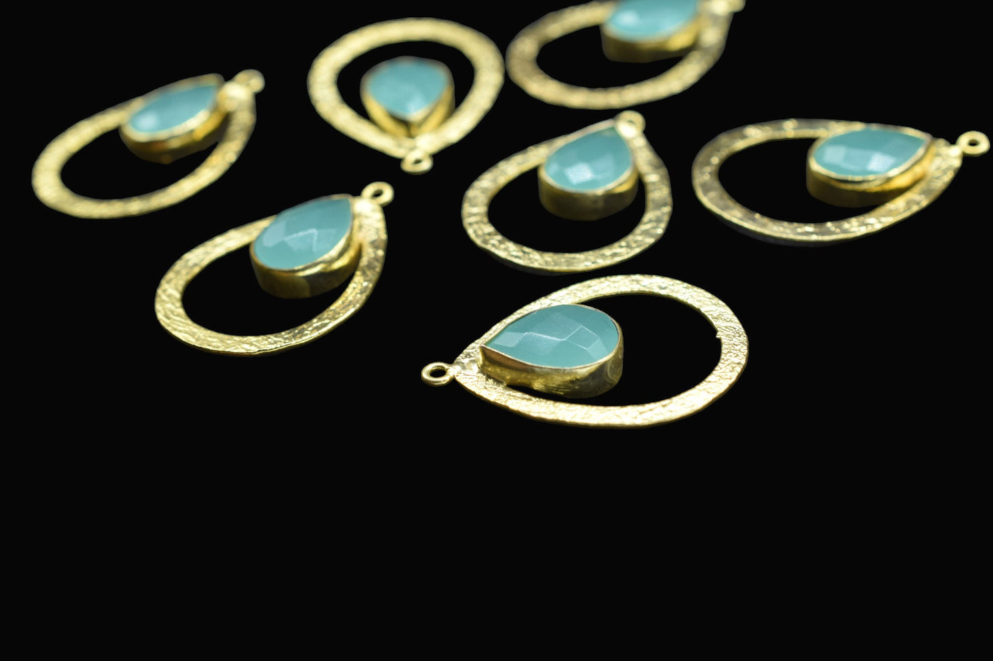 Aqua Chalcedony Gemstone Pendant/Pear Shape Pendant/Bezel Pendant/Jewelry making Stone/Gold Plated Jewelry/Connector Jewelry/Handmade/Gift