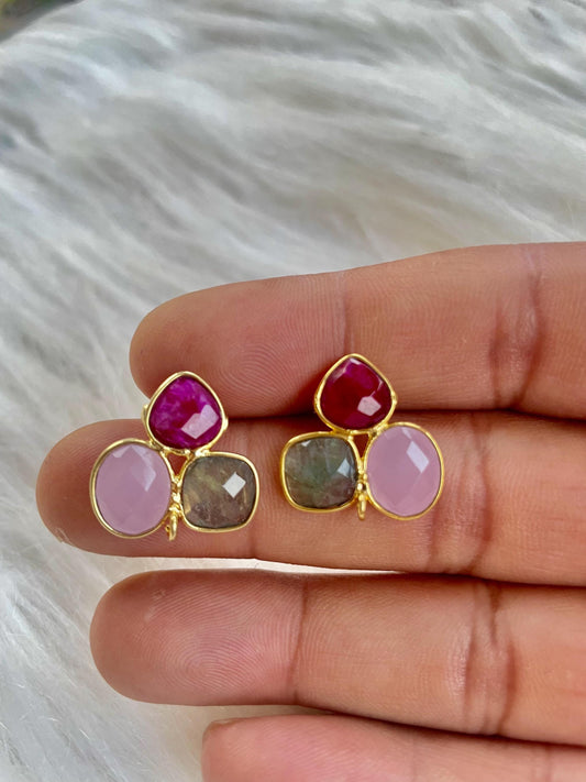 Ruby Earring Connector,Jewelry Craft Supplies,Ruby connectors post stud,gemstonoe Jewelry,labradorite earring,multi gemstone Earring Finding