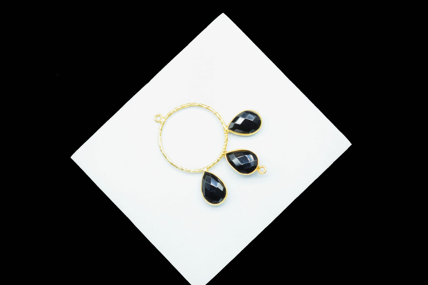 Black Onyx Pendant/Gold Plated Jewellery/Connector Jewellery/Gemstone Jewellery/Brass Connector Jewellery/Double Bail Pendant/Onyx Jewellery