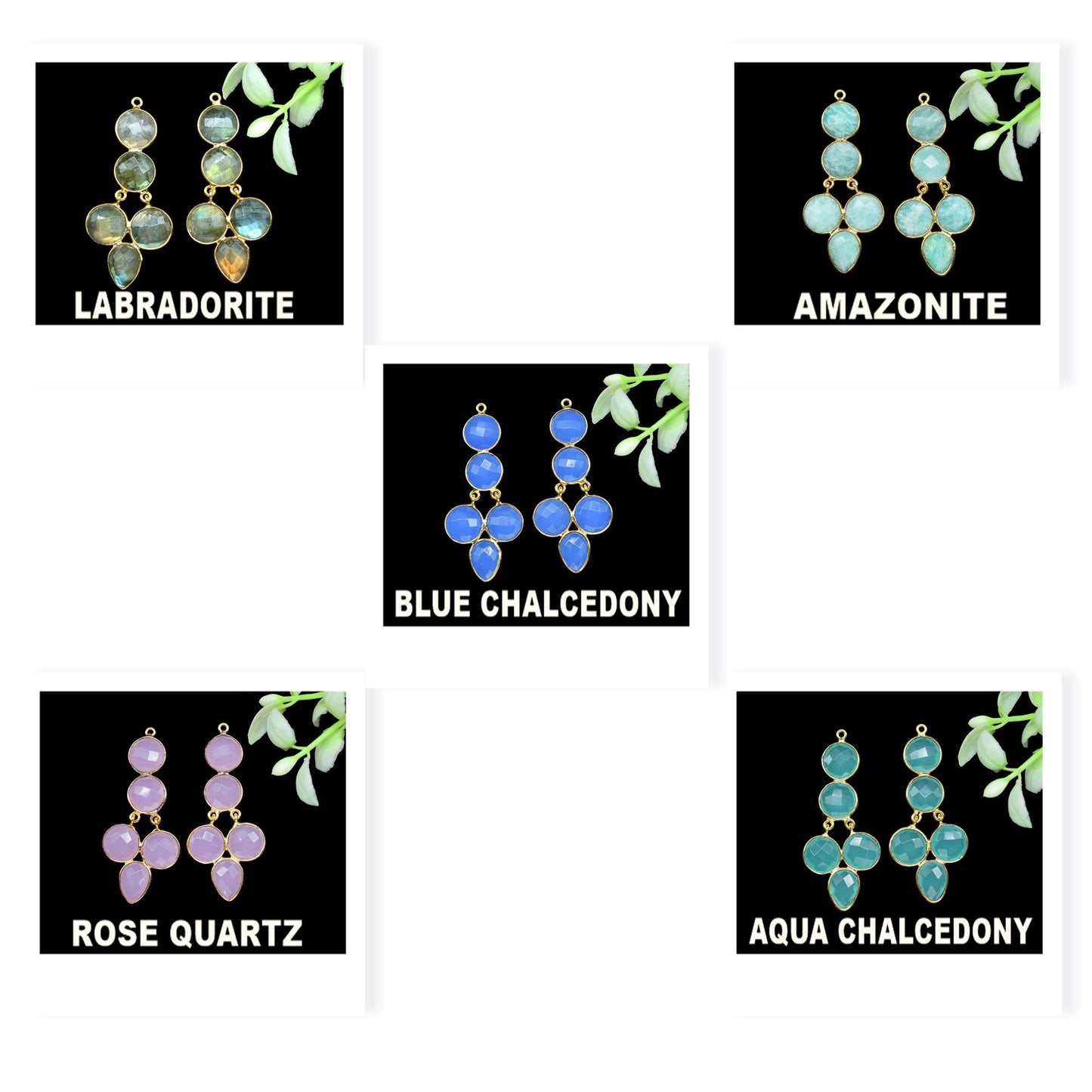 Natural Stone Pendant Connectors,Gemstone Craft Supply,Handmade Beads Jewelry,Statement Earrings,Components Earrings,Station Bezel Link,Gift