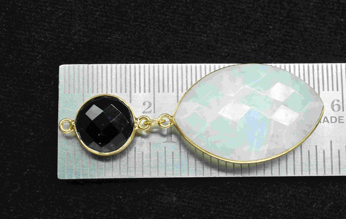 Moonstone Dangle pendants,Handmade jewelry,Black Onyx pendant Charms,Component pendant,Station Link,Multi Gemstone Connector,Bezel Jewelry