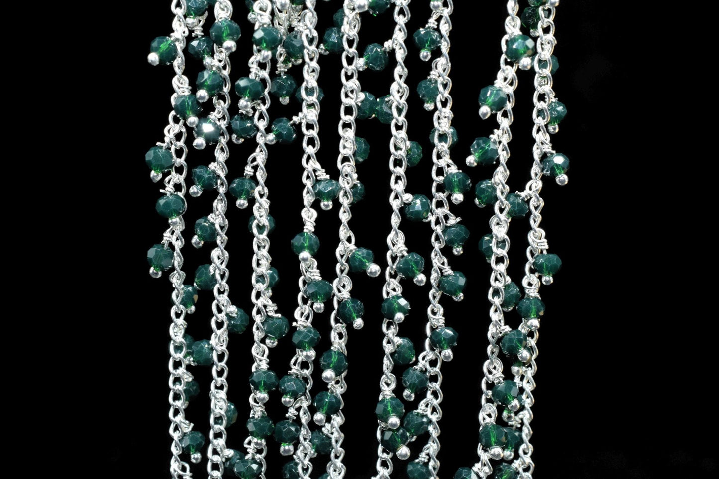 Emerald Quartz Cluster Rosary,Emerald Faceted Rosary Chain,Emerald Dangling Rosary,Unqiue Rosary,Wire Wrapped Jewelry,Beads Rosary Chain