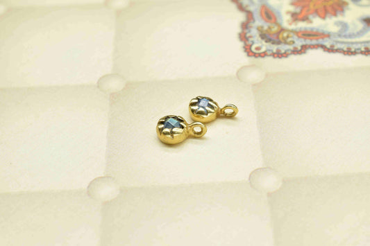 Labradorite bezel link Pendant Jewelry,Labradorite Gemstone Charms Jewelry,Labradorite Gemstone 5mm Round Shape Single loop connector,Gift