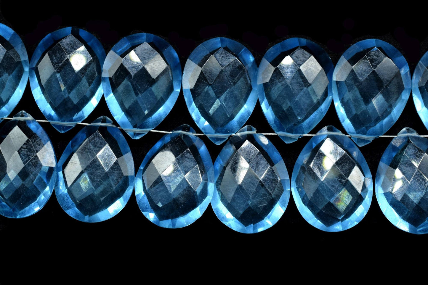 Sky Topaz 15x20mm Faceted Pear Shape Beads,Jewelry Making Beads,Pear Shape Briolettes,Sky Topaz Briolettes,Large Teardrop Beads,Sky Topaz