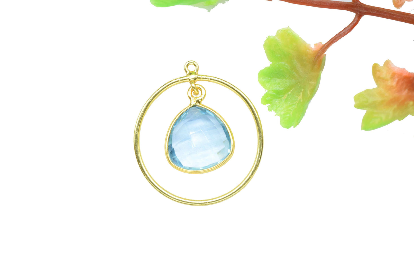 Gemstone Trillion Bezel Pendant,Finding Round,Women Earring,Bridal Earring,Station Link Supply,Gemstone Circle Components,Pendant Jewelry