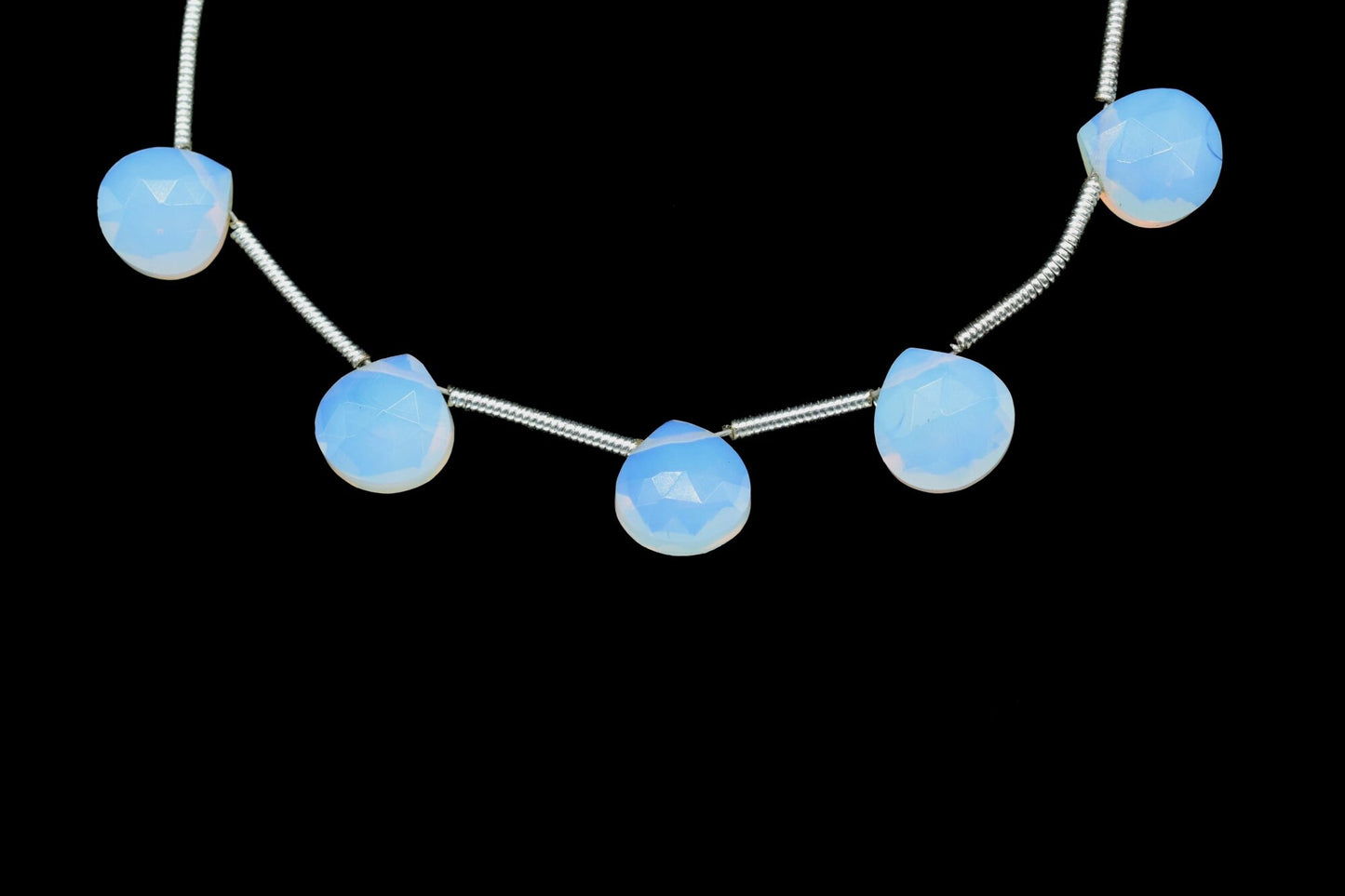 White Opal 8mm Heart shape Briolettes,White Opal briolettes for making jewelry,White Opal Briolettes,White Opal Heart briolettes strand,