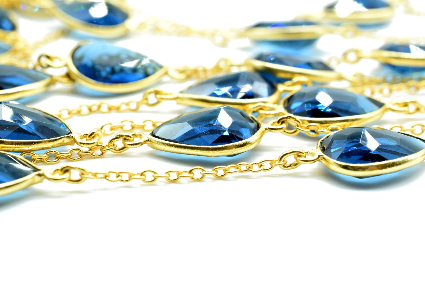 Kyanite Faceted Bezel Connector Station Link Chain,Kyanite Free form Connector Chain,Kyanite Bezel Connector Chain,Chain Per Foot,Kyanite