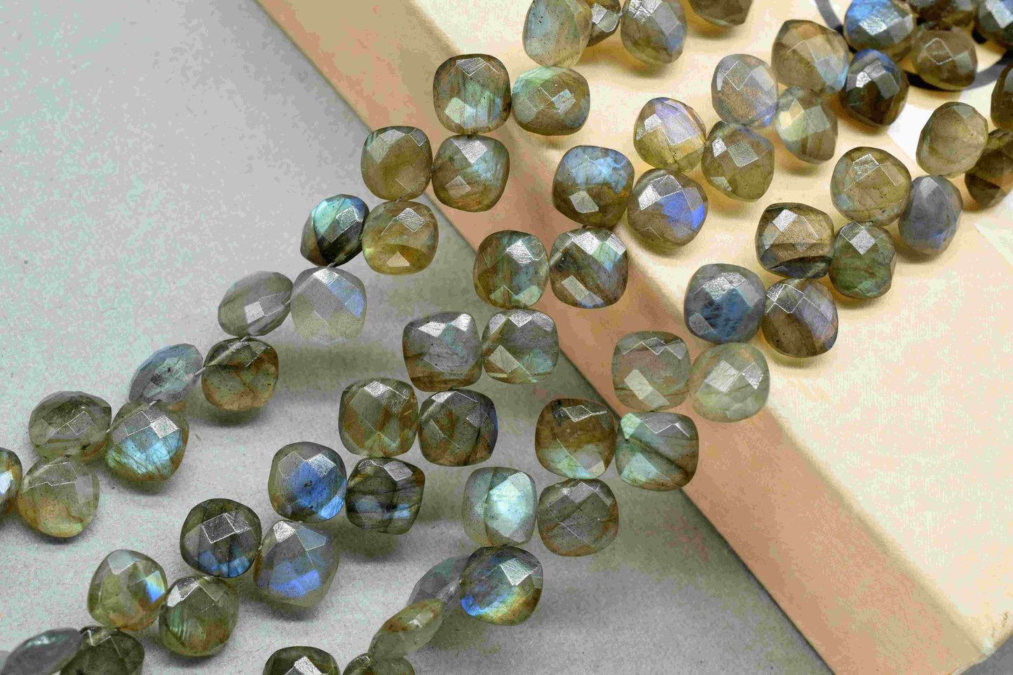 Labradorite Gemstone Faceted 8mm Cushion Shape Briolettes,Flashy Labradorite Beads,Labradorite Faceted Briolette,Gemstone Beads Strands,Gift