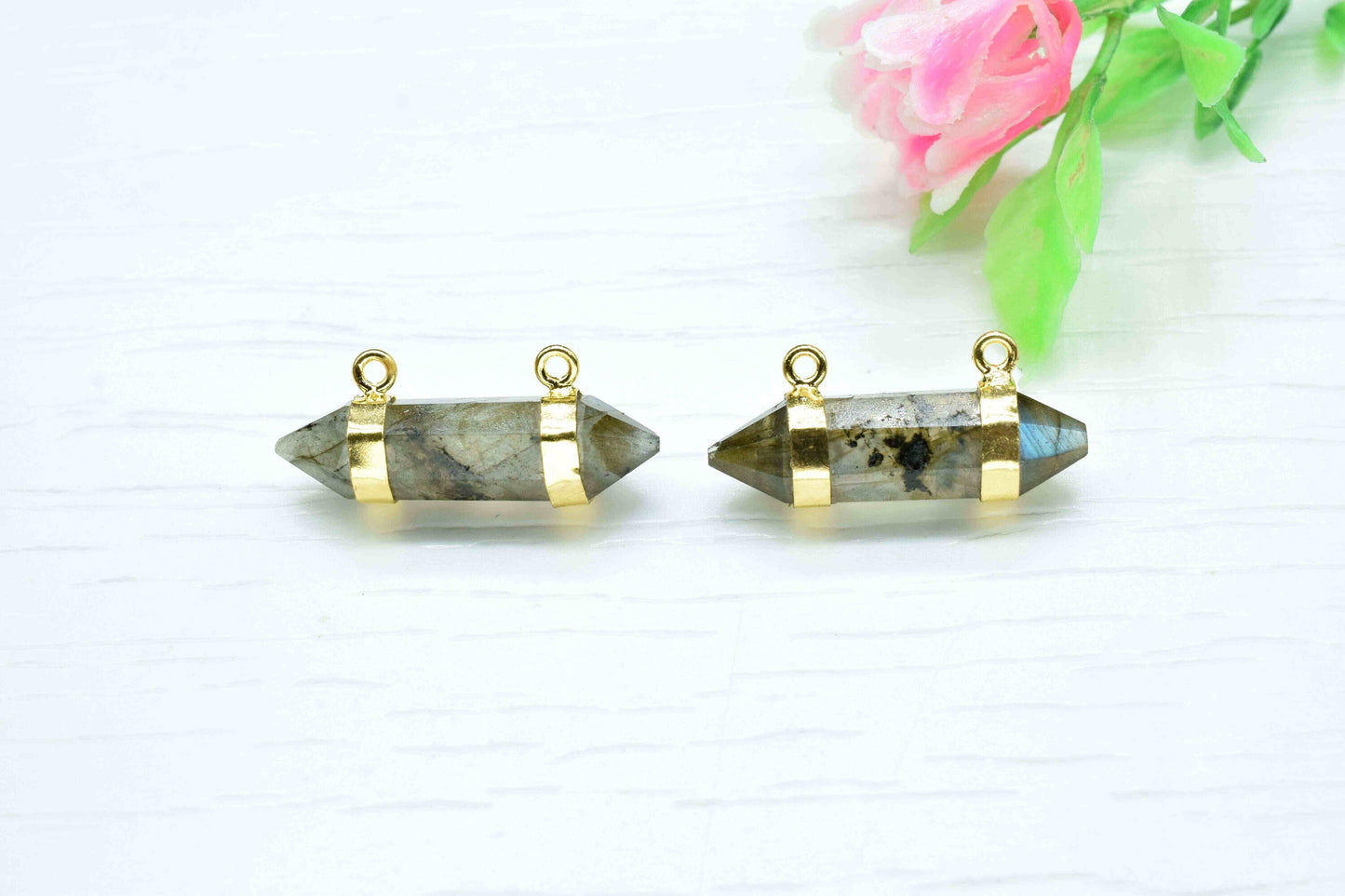 Labradorite Point Pendant,Grey Gemstone Pendant,Pencil Connector,Labradorite Pendant Jewelry,Pencil Point Pendant,Gold Handmade Jewelry,Gift