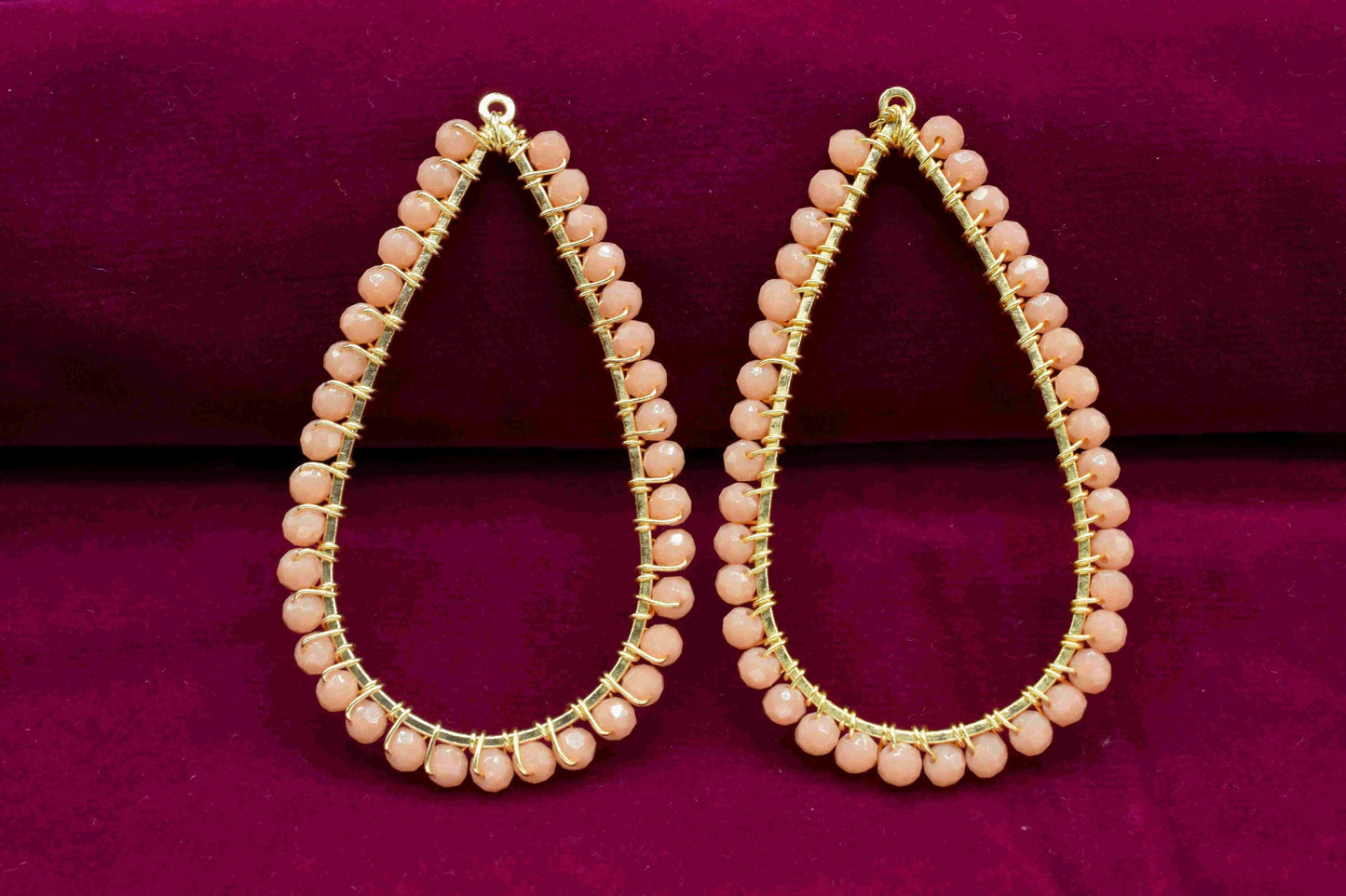 Peach Agate Gemstone Earrings Components, Handmade Earrings, Dangle Earring Components, Findings Earring Components, Connector Jewelry, Gift