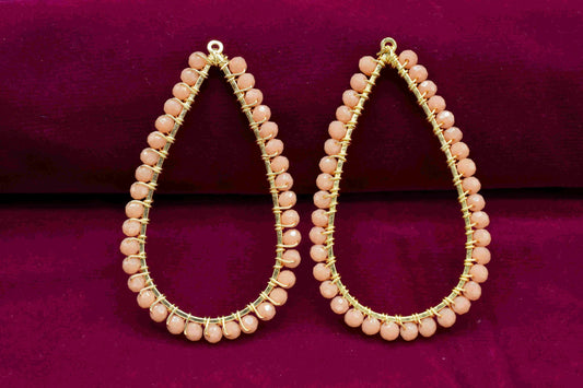 Peach Agate Gemstone Earrings Components, Handmade Earrings, Dangle Earring Components, Findings Earring Components, Connector Jewelry, Gift