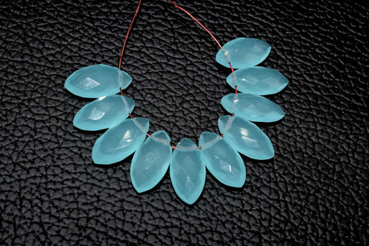 Blue Chalcedony Marquise briolettes,Side drilled Briolette,Chalcedony Faceted Briolettes,Handmade Beads For Making Jewelry,Marquise beads