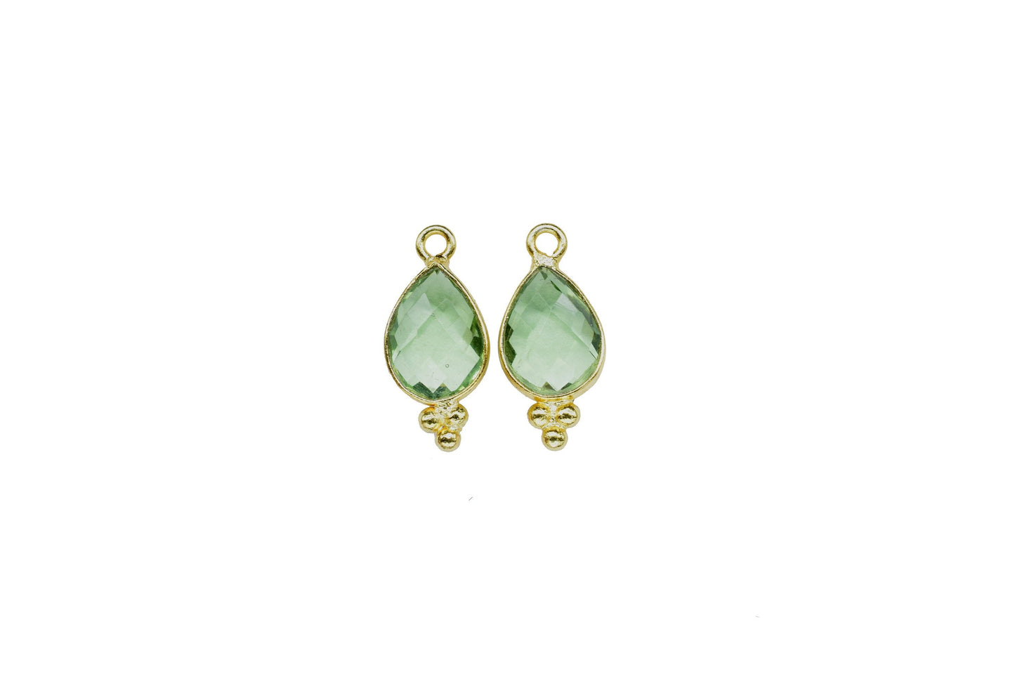 Green Amethyst Quartz 7x10mm Pear Shape charms,Green Amethyst Single Bail Pendant,Amethyst Gemstone Brass Charms Gold Plating Jewelry Making