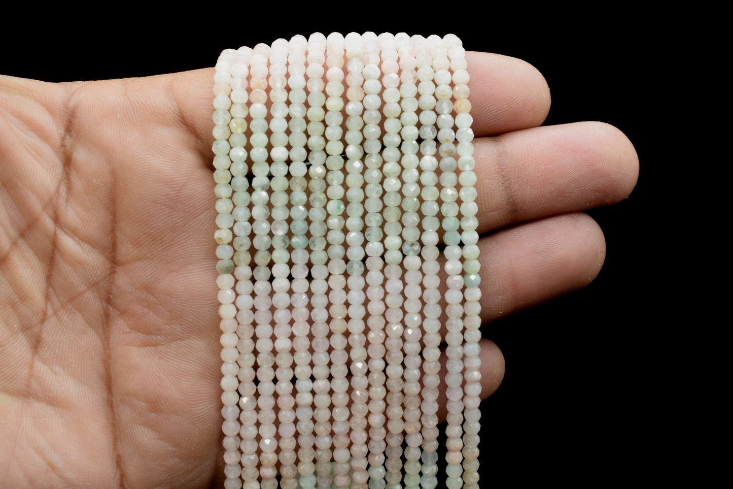 Natural Aquamarine Faceted Beads,3mm Rondelle,Aquamarine Shaded Beads,Micro faceted beads,Gemstone Beads Strand,Rose Quartz Beads Jewelry