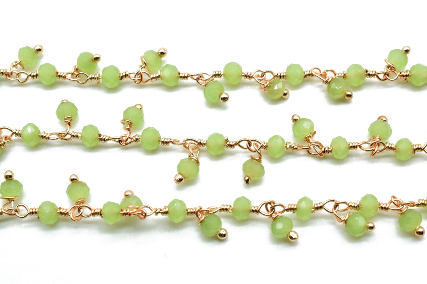 Prehnite Cluster Beaded Chain,Bead Chain,Dangling Chain,Thick Chain, Gold Wire Wrapped Prehnite Quartz Beaded chain,Handmade beaded chains