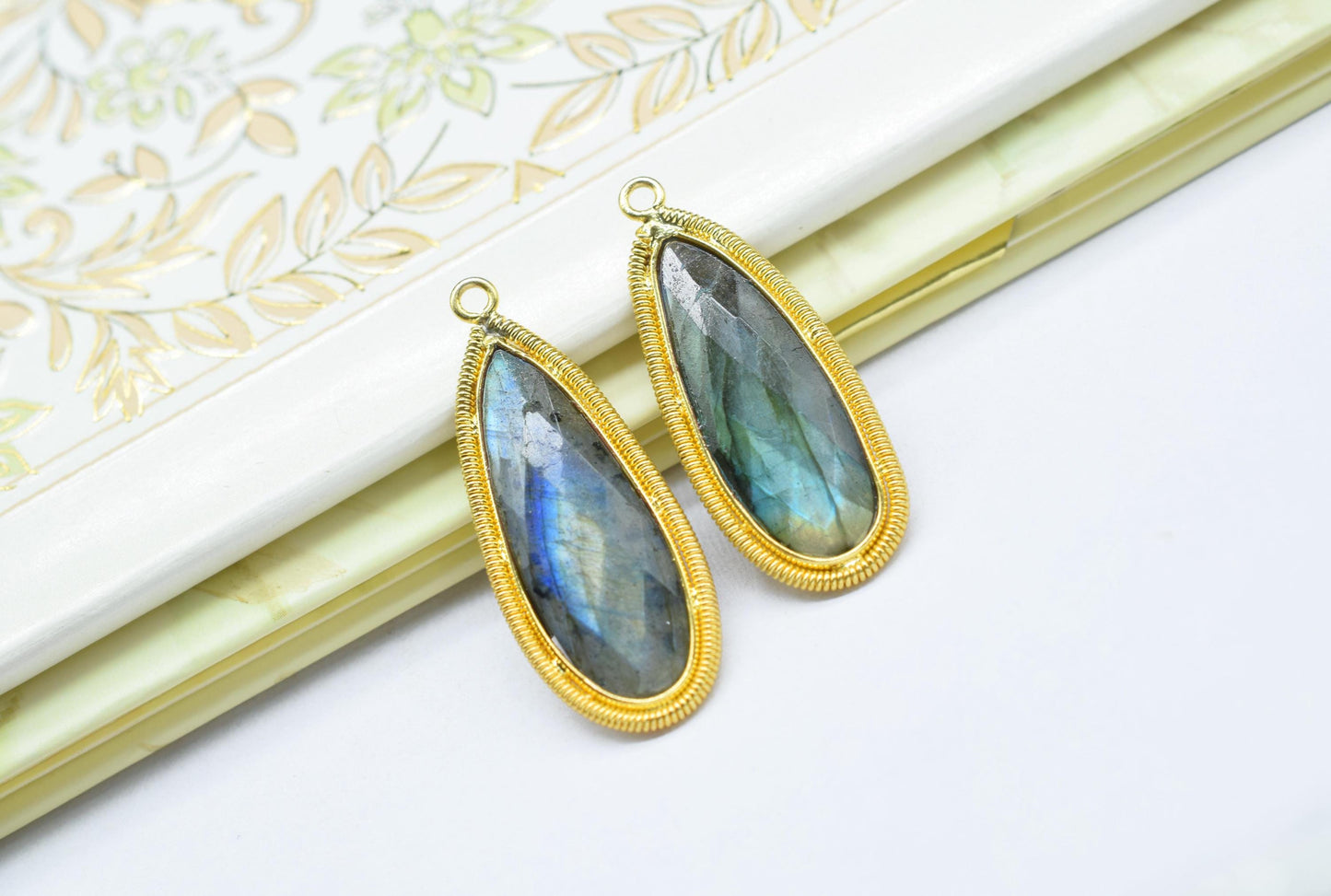 Labradorite 10x30mm Charms,Gemstone Bezel connector,Component Pendant,Labradorite Jewelry,Designer Pendant/Handmade Charms,Bday Gift