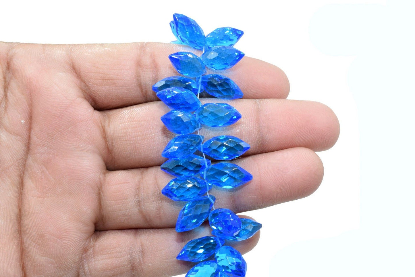 Blue Topaz Dew Drop Foxtail Beads,7x14mm Dew Drop briolettes,Fancy Cut Dew Drop Foxtail Briolette,Foxtail Gemstone Beads,Matched Pair Beads