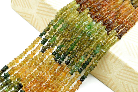 Natural Multi Petro Tourmaline Stone Faceted Beads Strand | Wholesale Petro Tourmaline Gemstone Beads | 3-4mm Multi Tourmaline Gemstone Bead