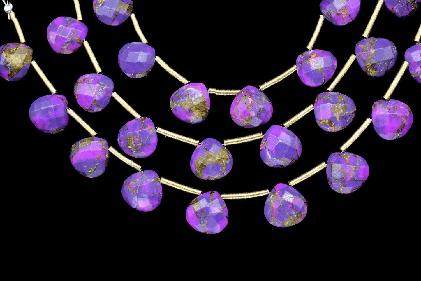 Purple Copper Turquoise Faceted Briolette,Gemstone Heart Beads,Purple Turquoise Heart Shape,Jewelry Making Supplies,Copper Turquoise jewelry