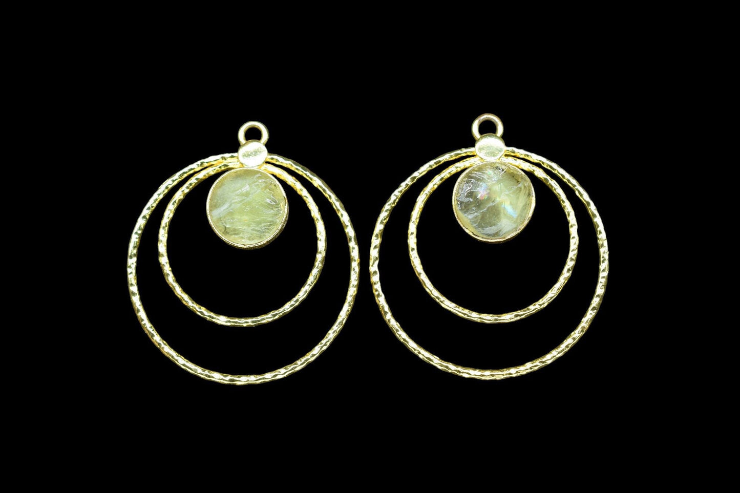 Raw Lemon Quartz Round Bezel Connector,designer Bezel,Rough Gemstone Necklace Pendant,Jewelry Findings,Raw Lemon Quartz Earring,Lemon Quartz