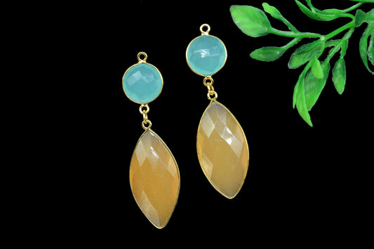 Yellow chalcedony Component pendant,Multi Gemstone Dangle Earrings,Necklace Connector,Handmade jewelry,Dangle pendant Charms,Aqua Connectors