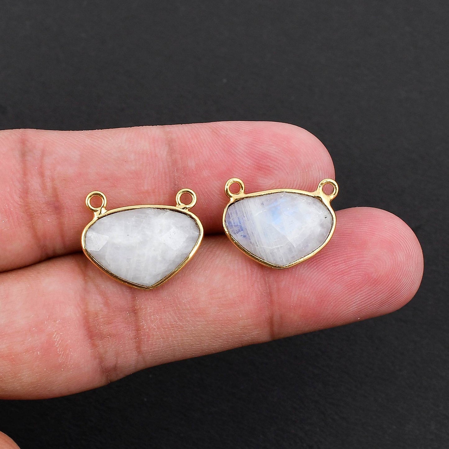 Moonstone 10x15mm Bezel dual connector,Moonstone kidney Shape Gold Plated bezels,Moonstone Bezel,Vermeil Bezels,jewelry Gold Filled bezels