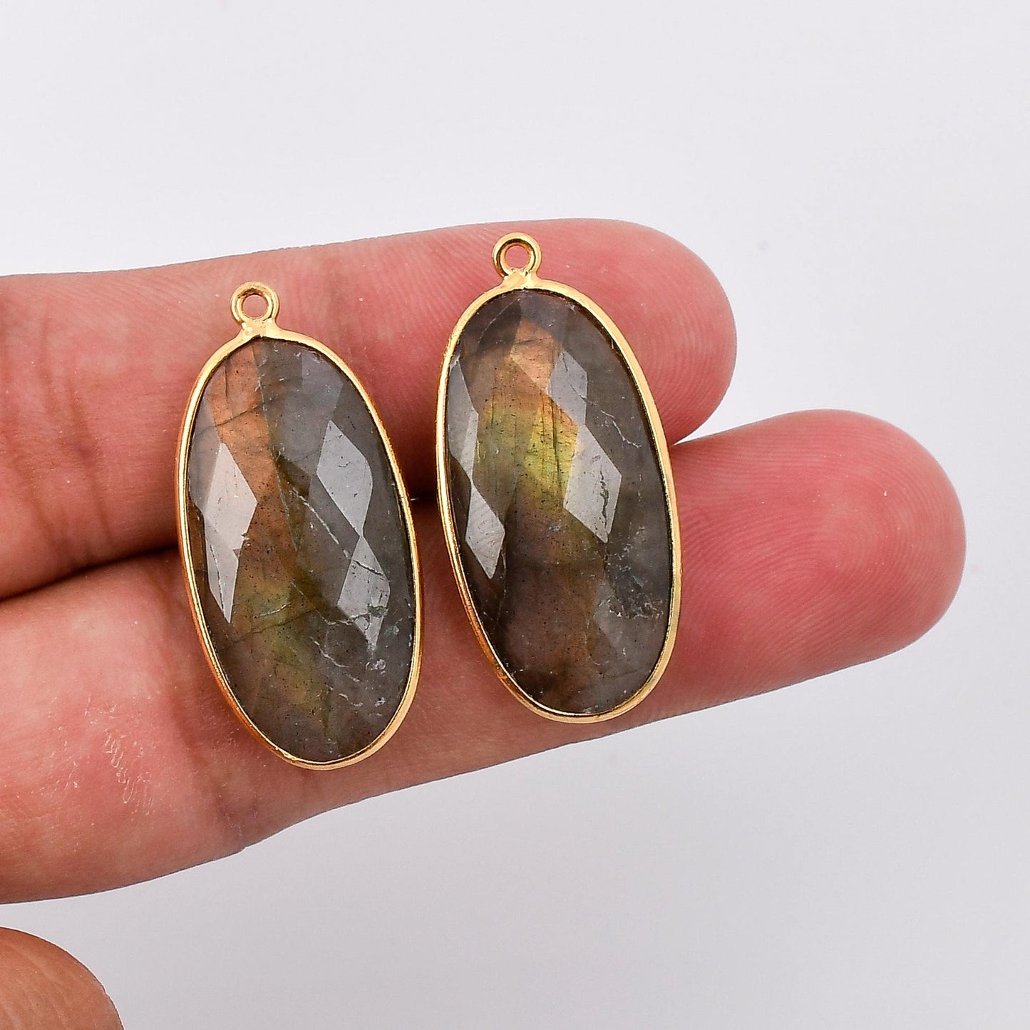 Labradorite 14x28mm Long oval Shape bezel,Gold Plated bezel,Labradorite Bezel Charm,Gold Vermeil Bezel,jewelry making charmGold-Filled bezel