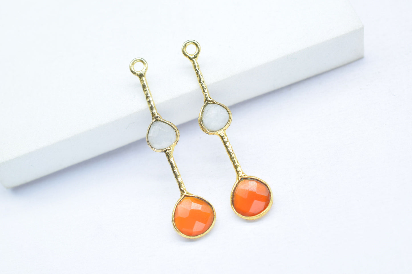 Carnelian Gemstone Heart Shape Faceted Bezel Connector/Jewelry making Stone/Moonstone Handmade Jewelry/Long Gemstone Pendant/Bezel Charm