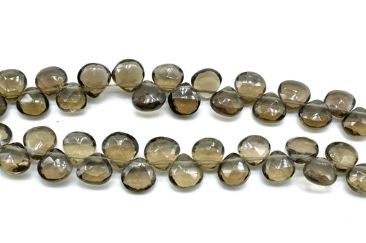 Smoky Quartz Heart Shape Beads,AAA Quality Briolettes,8mm Smoky Heart Shape,Heart Shape beads,Jewelry Making Craft,Side Drilled Heart Shape,